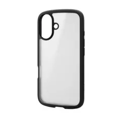 エレコム iPhone16 ケース ハイブリッド 衝撃吸収 軽量 カメラレンズ保護設計 背面マットクリア TOUGH SLIM LITE ブラック PM-A24ATSLFCSBK