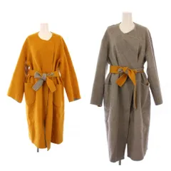 6 ROKU BEAUTY&YOUTH B&Y ロク ビューティーアンドユース REVER SEWING GOWN COAT リバーシブルガウンコート ノーカラー アウター ロング丈 バイカラー ベルト ウール 36 グレー オレンジ