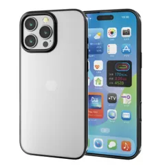 エレコム iPhone16ProMax ケース ソフト カバー 衝撃吸収 薄型 カメラレンズ保護設計 メタリックブラック PM-A24DUCTMBK