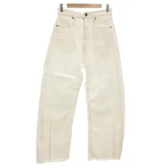 リエディ Re EDIT タグ付き 裾フリンジバレルレッグカーブパンツ デニム ジーンズ M ジップフライ 白 ホワイト /GV