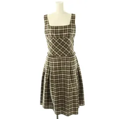 フォクシー ブティック FOXEY BOUTIQUE シルクスクエアネックギンガムチェックワンピース ロング 38 カーキ 20079 /HK ■OSのサムネイル