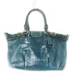 コーチ COACH ハンドバッグ 2way ショルダーバッグ レザー 革 クロコ型押し エナメル ロゴ タック 緑 グリーン 18602 /CK22 ■GY18