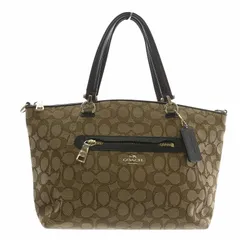 コーチ COACH ハンドバッグ トート キャンバス レザー シグネチャー 総柄 ロゴ ゴールド金具 茶色 ブラウン 黒 ブラック 36311 /XZ ■GY18