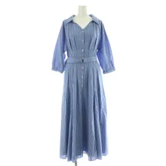 マイストラーダ Mystrada ベルト付きシャツワンピース ロング 七分袖 ベルト付 38 ブルー /MY ■OS