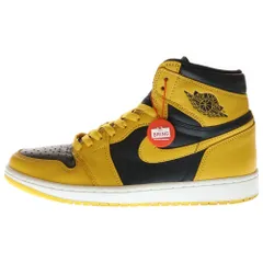 NIKE (ナイキ) AIR JORDAN1 RETRO HIGH OG POLLEN エアジョーダン 1 レトロ パラン ハイカットスニーカー ブラック/イエロー U9.5/27.5cm 555088-701
