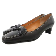 銀座かねまつ GINZA Kanematsu MISS SLENDER パンプス ヒール スクエアトゥ タッセルリボン 23cm 黒 ブラック /GV