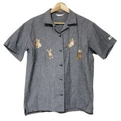 PINK HOUSE(ピンクハウス) 半袖シャツブラウス サイズL レディース - グレー×ブラウン×マルチ 刺繍/ネコ