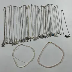 ★ シルバーアクセサリー シルバーネックレス アソート 32本 まとめ売り ネックレス クロス オープンハート 銀 総重量 156.1g 現状品