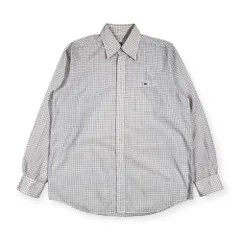 90s LACOSTE ラコステ 総柄 長袖シャツ 5/ホワイト系 メンズ ビンテージ