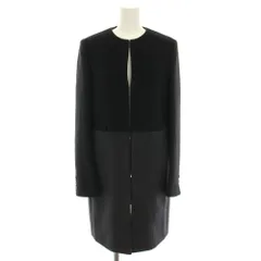 ジョセフ JOSEPH ノーカラーコート アウター ミドル 切替 カシミヤ 38 黒 ブラック グレー COJRSW6631 /YT ■MA