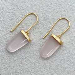 K18YG ローズクォーツ ピアス イエローゴールド スイング フックピアス 天然石 ジュエリー【中古】