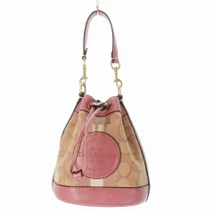 コーチ COACH ハンドバッグ ミニ 2way ポシェット 巾着 キャンバス レザー 革 シグネチャー ストライプ ロゴ ピンク C8322 /CK11 ■GY11