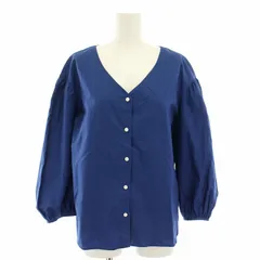 シップス SHIPS パフスリーブブラウス シャツ Vネック 長袖 青 ブルー 311-14-0422 /YT