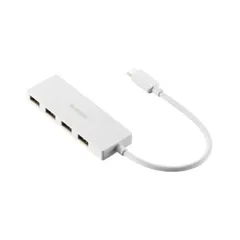 エレコム Type-C ハブ USB2.0 USB-A ×4 バスパワー コンパクト 薄型 USB-C ポート搭載 MacBook mac Surface Windows iPhone iPad 等対応 ケーブル長15cm ホワイト U2HC-H040WH