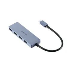 エレコム Type-C ハブ USB3.2 Gen1 USB-A ×4 バスパワー 薄型 USB-C ポート搭載 MacBook mac Surface Windows iPhone iPad 等対応 ケーブル長15cm ネイビー U3HC-H040NV