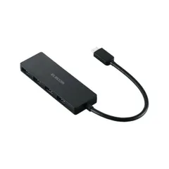 エレコム Type-C ハブ USB3.2 Gen1 USB-A ×4 バスパワー 薄型 USB-C ポート搭載 MacBook mac Surface Windows iPhone iPad 等対応 ケーブル長15cm ブラック U3HC-H040BK