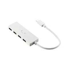エレコム Type-C ハブ USB3.2 Gen1 USB-A ×4 バスパワー 薄型 USB-C ポート搭載 MacBook mac Surface Windows iPhone iPad 等対応 ケーブル長15cm しろちゃん U3HC-H040WF