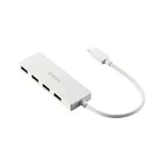 エレコム Type-C ハブ USB3.2 Gen1 USB-A ×4 バスパワー 薄型 USB-C ポート搭載 MacBook mac Surface Windows iPhone iPad 等対応 ケーブル長15cm ホワイト U3HC-H040WH