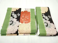 平和屋着物●摺型友禅　京都　多ち花　つけ帯　型染め　枝梅鹿の子雪輪文　正絹　逸品　CABB9464hy
