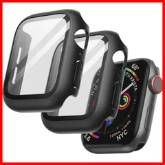 JETech Apple Watch SE 3/2/1 (2025/2022/2020) / Series 6 5 4 44mm用 ケース フィルム付き アップルウォッチ 全面保護カバー 強化ガラスフィルム内蔵 高感度 2個セット (ブラック)