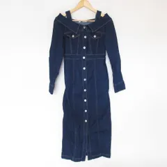 美品 LILLIAN CARAT リリアンカラット オフショルデニムタイトワンピース 1 インディゴ レディース 古着 中古 USED