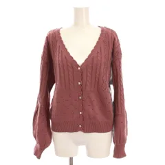 アクシーズファム axes femme カーディガン ニット Vネック パールボタン 透かし編み 長袖 F ピンク ZA161X15 /YM