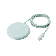 ワイヤレス充電器 Qi認証 5W 卓上 滑り止めパッド ケーブル一体 おくだけ充電 【 iPhone Android Galaxy Xperia スマホ Airpods 等各種対応 】 グリーン