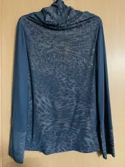 ストーン装飾 レオパード ブラウス 長袖Tシャツ