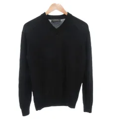 ナノユニバース nano universe ニット セーター M クルーネック Vネック 長袖 無地 ハイゲージ 黒 ブラック /AE