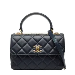 シャネル マトラッセ ココマーク トレンディCC ハンドバッグ チェーン ショルダーバッグ 2WAY ネイビー ラムスキン レディース CHANEL【222-50722】