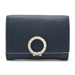 BVLGARI ブルガリ ブルガリブルガリ ロゴクリップ コインケース 小銭入れ コインパース グレインレザー ネイビー ライトブルー シルバー金具 292689