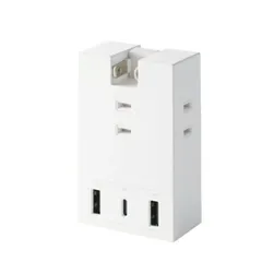 エレコム 電源タップ USB 直挿し ( コンセント 3口 Type-C ×1 USB-A ×2 ) コンパクト 雷ガード ほこり防止シャッター 絶縁キャップ ホワイト T-U07-3A2CWH