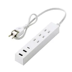 エレコム 延長コード 電源タップ USBタップ 0.5m ( コンセント 3口 Type-C ×1 USB-A ×2 ) 雷ガード ほこり防止シャッター 絶縁キャップ ホワイト T-U08-3A2C05WH