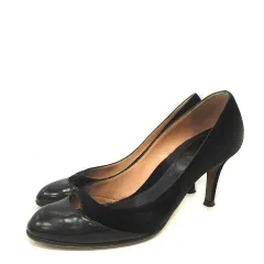 セルジオロッシ Sergio rossi パンプス ヒール 6cm スエード 切替 35 1/2 22.5cm 黒 ブラック /HH