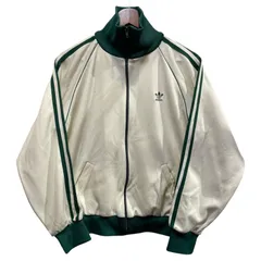 80s adidas Track Jacket オフホワイト緑 M相当 アディダス　トラックジャケット ジャージ