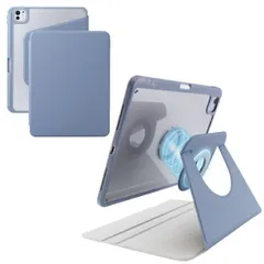 エレコム iPad Pro ケース 11インチ ( M4 ) マグネット着脱フラップ 360度回転 Apple Pencil収納 2段階角度調節 スタンド オートスリープ機能 背面クリア ブルーグレー TB-A25PMMG360BG
