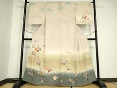 平和屋着物●京の名門　じゅらく謹製　訪問着　駒刺繍　舞花文　暈し染め　金彩　正絹　逸品DABA4715az