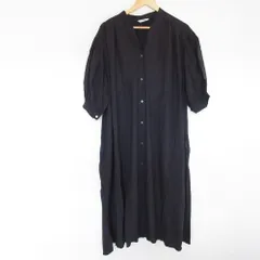 美品 22SS relume JOURNAL STANDARD レリューム ジャーナルスタンダード 長袖 リネンレーヨンシャツワンピース F ブラック レディース 古着 中古 USED