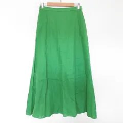 美品 BEAUTY＆YOUTH ビューティーアンドユース ユナイテッドアローズ リネン ロングスカート サイズL グリーン レディース 古着 中古 USED