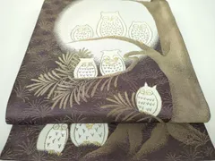 平和屋着物●洛楽人工房　玉蟲染　蓄光技法　全通柄袋帯　梟　金糸　正絹　逸品　DABB4626ps 平和屋着物○洛楽人工房 玉蟲染 蓄光技法 全通柄袋帯 梟 金糸 正絹