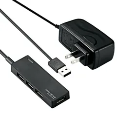 USBHUB2.0/AN4Sシリース゛/ACアタ゛フ゜タ付/セルフハ゜ワー/4ホ゜ート/フ゛ラック  U2H-AN4SBK U2H-AN4SBK エレコム ELECOM