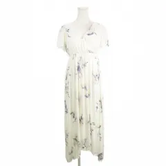 ジェラートピケ gelato pique ナイトウエア 部屋着 ルームウェア パジャマ ワンピース F 白 ホワイト 花柄 Vネック 半袖 カップ付き /MN2 ■GY58