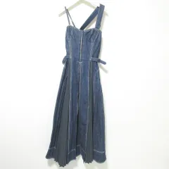 美品 CASA FLINE カーサフライン フロントホックデニムロングワンピース アシンメトリー ジャンスカ 1191305085 F インディゴブルー レディース 古着 中古 USED