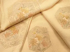 平和屋着物▼中国三大刺繍　スワトウ刺繍　汕頭刺繍　総刺繍　訪問着　亀甲花文　銀彩　正絹　逸品　DABB1271fe