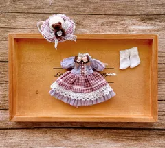 JANAYA ハンドメイド　オビツ11服　ボニーバニー服　パープル熊ワンピース