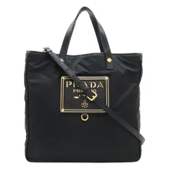 PRADA プラダ ロゴ トートバッグ 2WAY ショルダーバッグ ナイロン レザー NERO ブラック 黒 ゴールド金具 BN1473