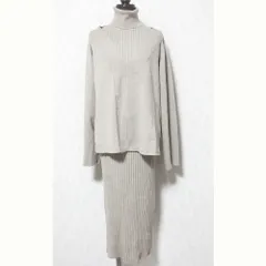 美品 Mila Owen ミラオーウェン Vネックトップスレイヤードワンピース サイズ1 モカベージュ レディース 古着 中古 USED