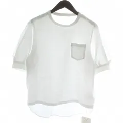 マサゴ MASAGO Tシャツ カットソー 五分袖 切り替え クルーネック 無地 M 白 ホワイト /XZ ■GY61