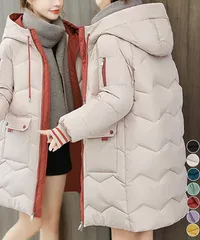 フード付きロングダウンコート中綿アウター