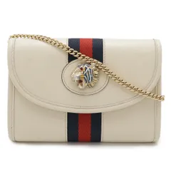 GUCCI グッチ ラジャ ウェブストライプ タイガーヘッド チェーンショルダーバッグ ミニバッグ 2WAY クラッチバッグ レザー アイボリー 573797